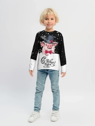 Детский лонгслив / Поросенок в цилиндре