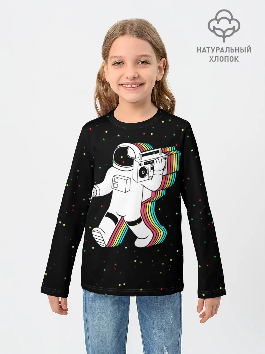 Детский лонгслив / Космонавт с магнитофоном