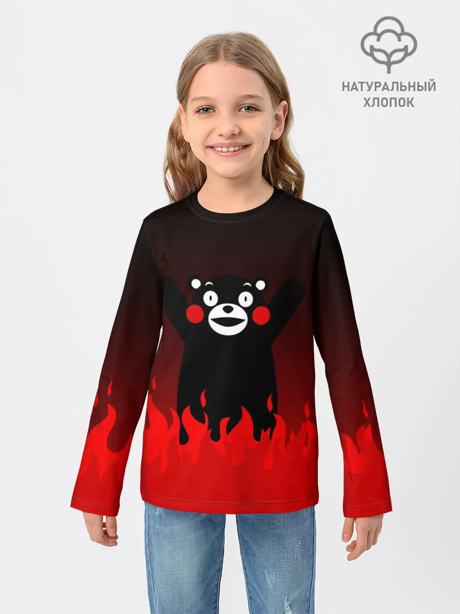 Детский лонгслив / Kumamon горит