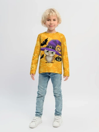 Детский лонгслив / Совушка и хэллоуин