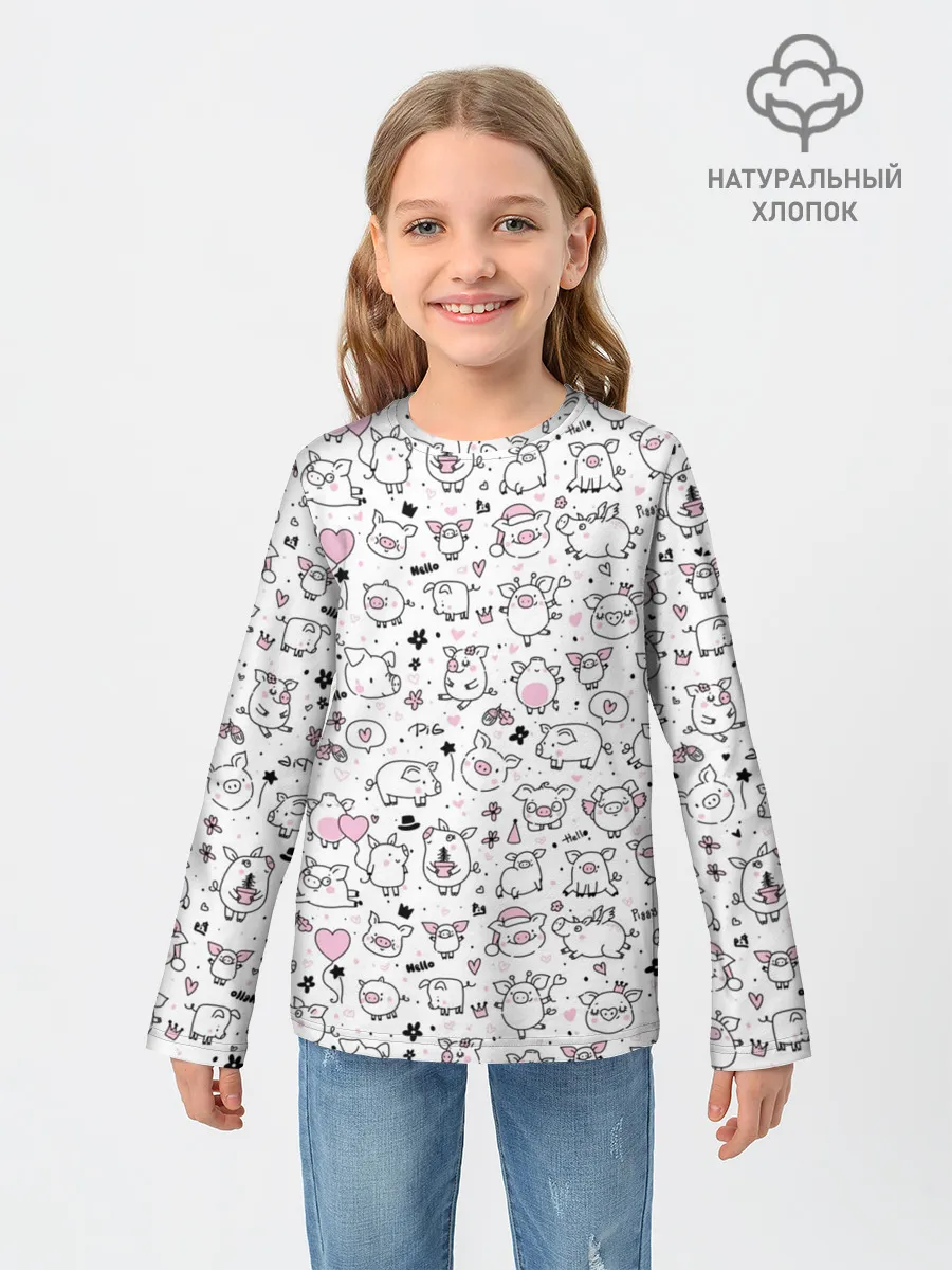 Детский лонгслив / Новогодние поросята
