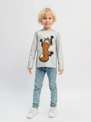 Детский лонгслив / Лис Вцепился