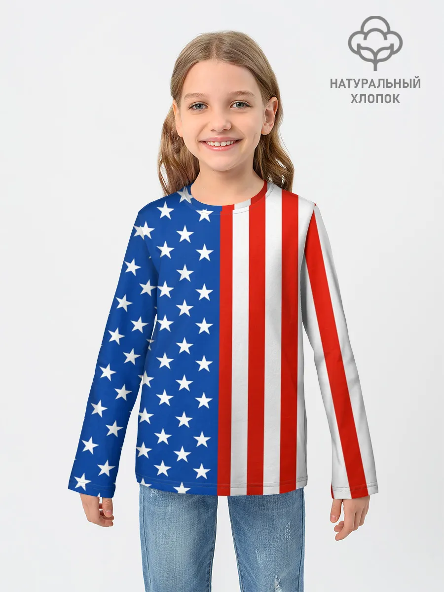 Детский лонгслив / Американский Флаг