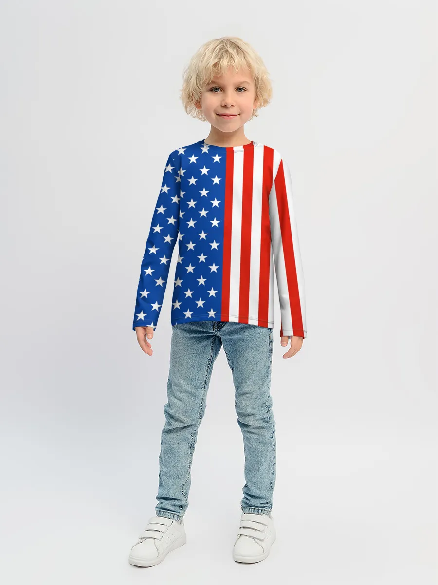 Детский лонгслив / Американский Флаг