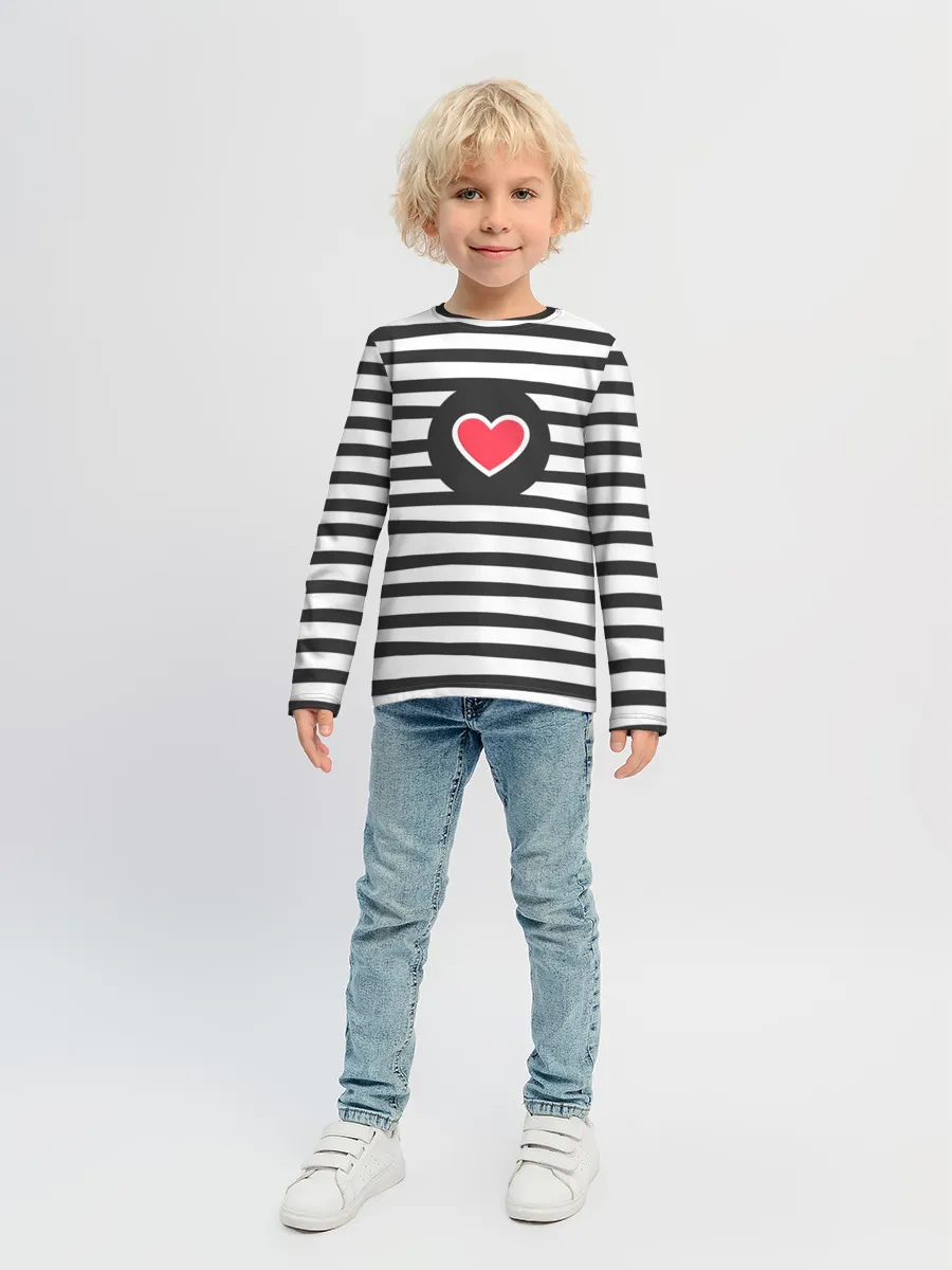 Детский лонгслив / Сердце в полоску