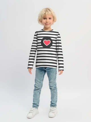 Детский лонгслив / Сердце в полоску