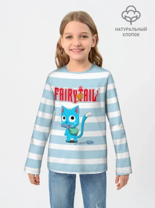 Детский лонгслив / Кот на полосочках