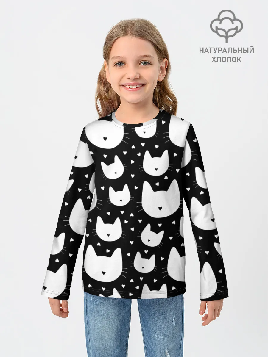 Детский лонгслив / Love Cats Pattern