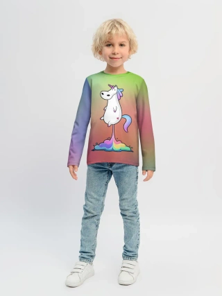 Детский лонгслив / Единорог на Старте