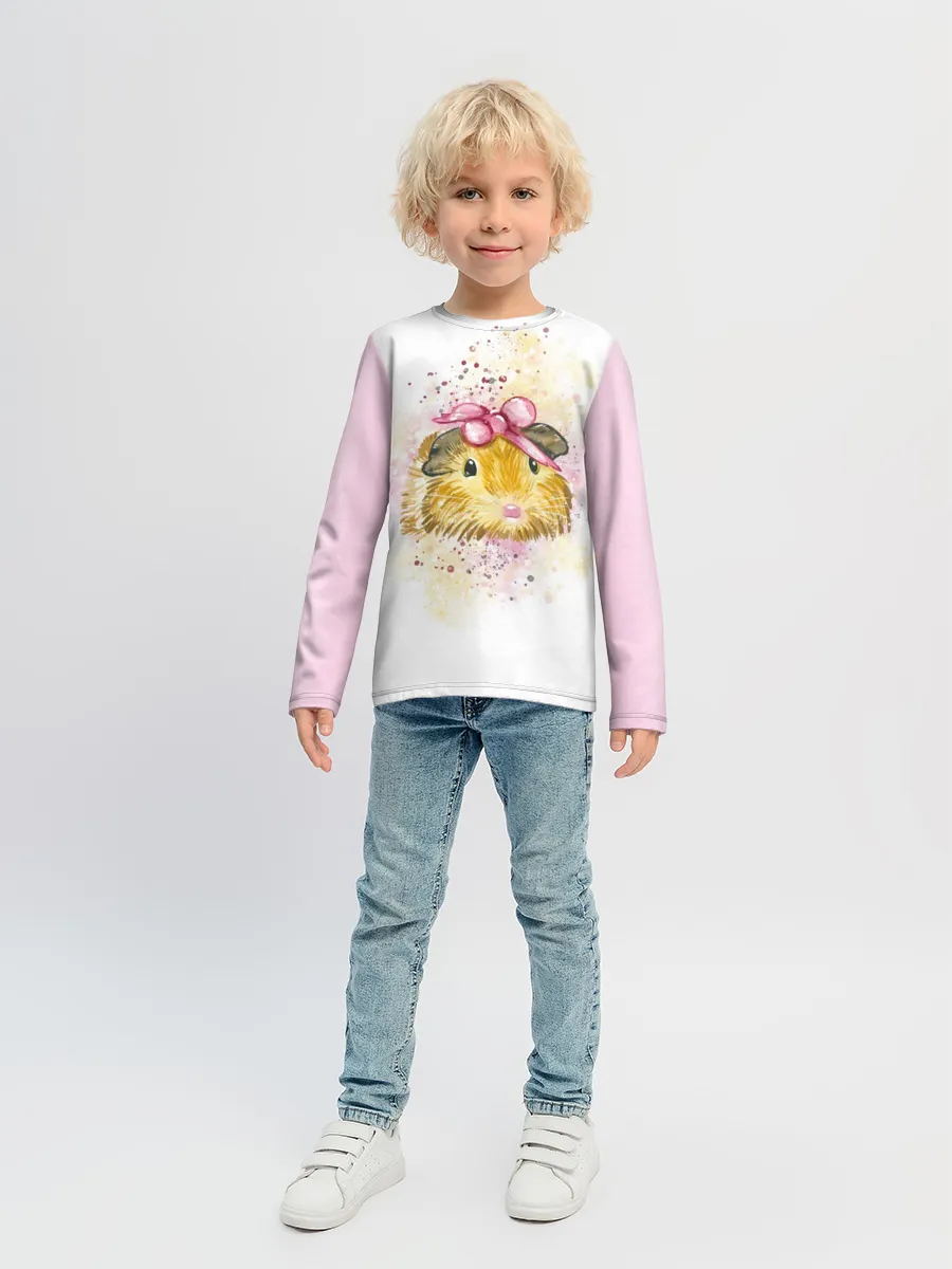 Детский лонгслив / Морская свинка акварелью