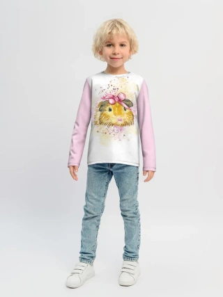 Детский лонгслив / Морская свинка акварелью