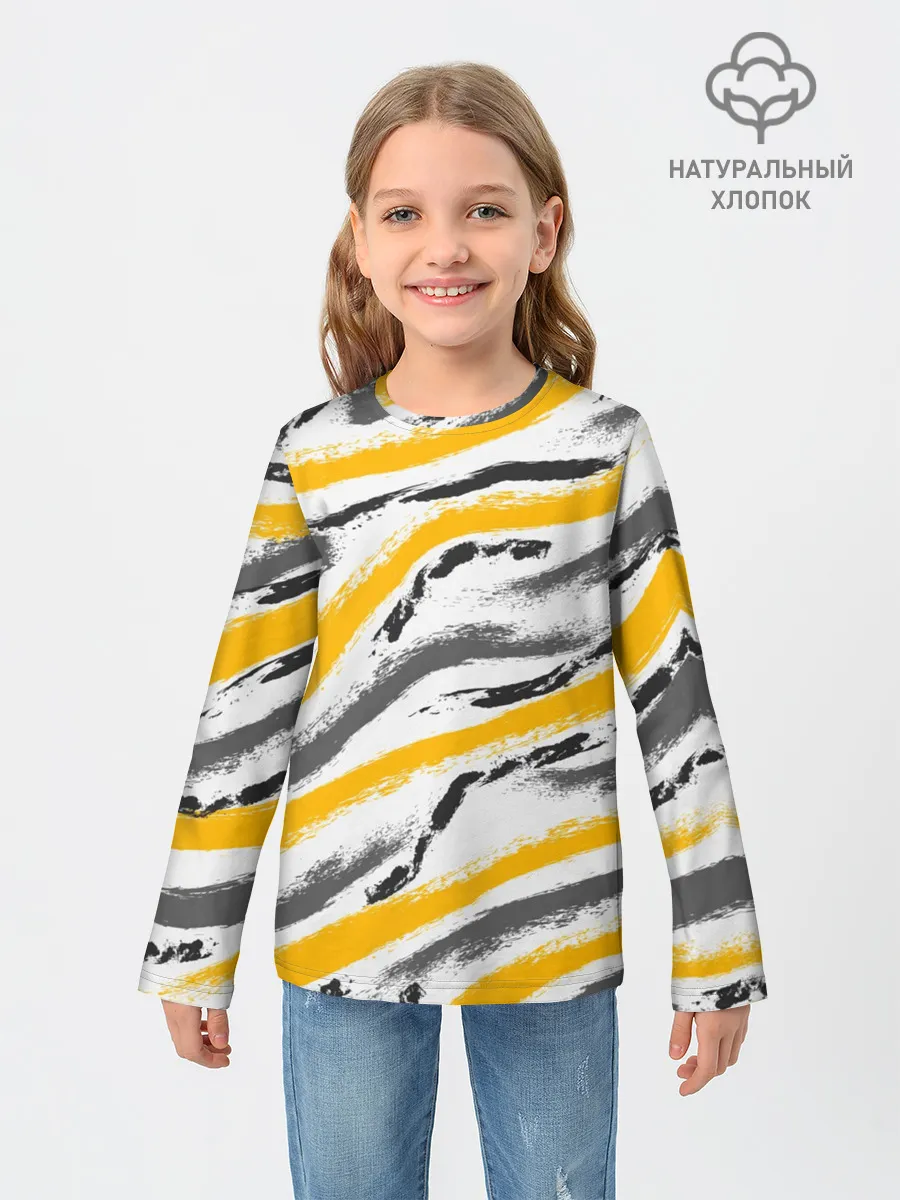 Детский лонгслив / Серый-желтый