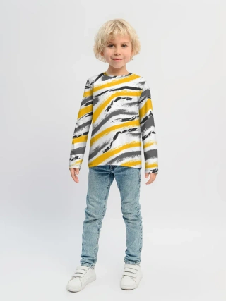 Детский лонгслив / Серый-желтый
