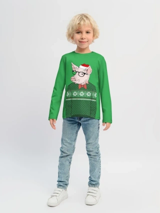 Детский лонгслив / New Year Hipster Pig