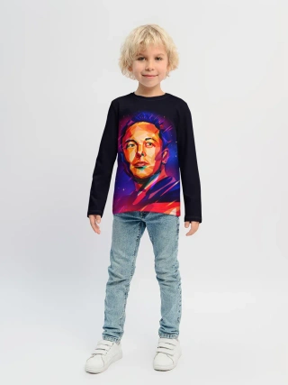 Детский лонгслив / Яркий Илон Маск