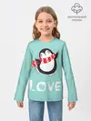 Детский лонгслив / Пингвин LOVE
