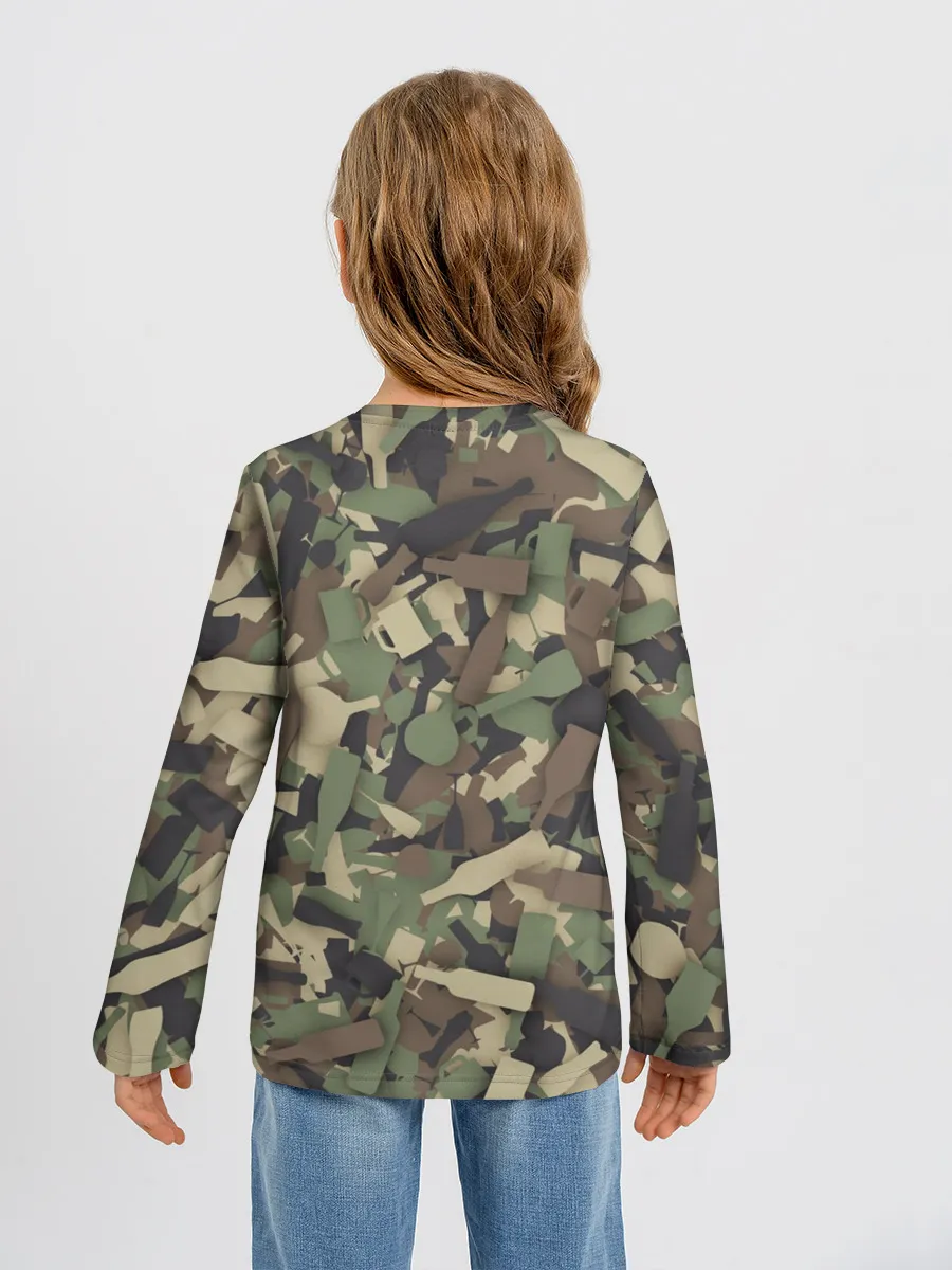 Детский лонгслив / Лесной камуфляж с бутылками