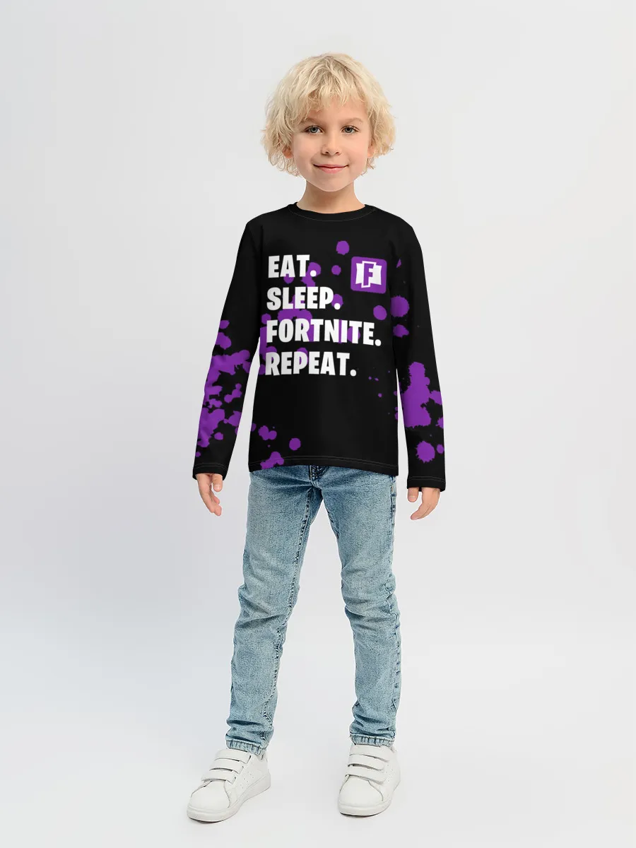 Детский лонгслив / Eat Sleep Fortnite Repeat