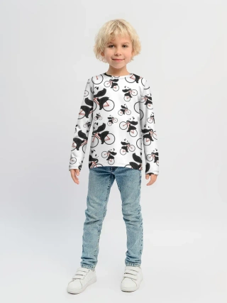 Детский лонгслив / Панды На Велосипеде