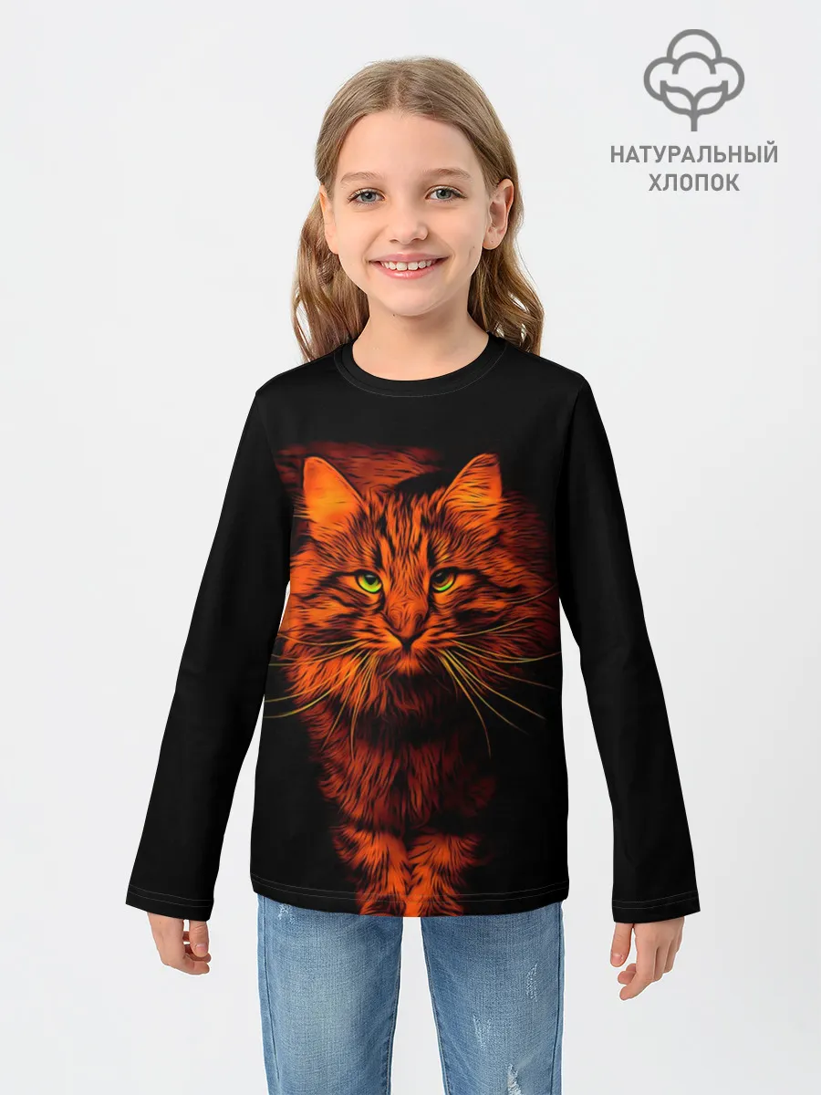 Детский лонгслив / Рыжий кот