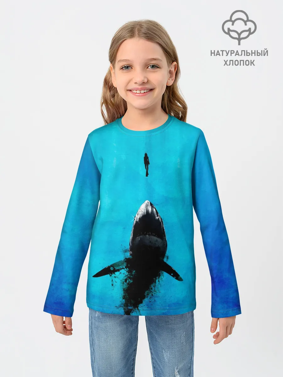 Детский лонгслив / Акула на охоте