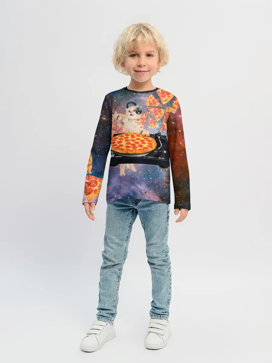 Детский лонгслив / Кот Диджей
