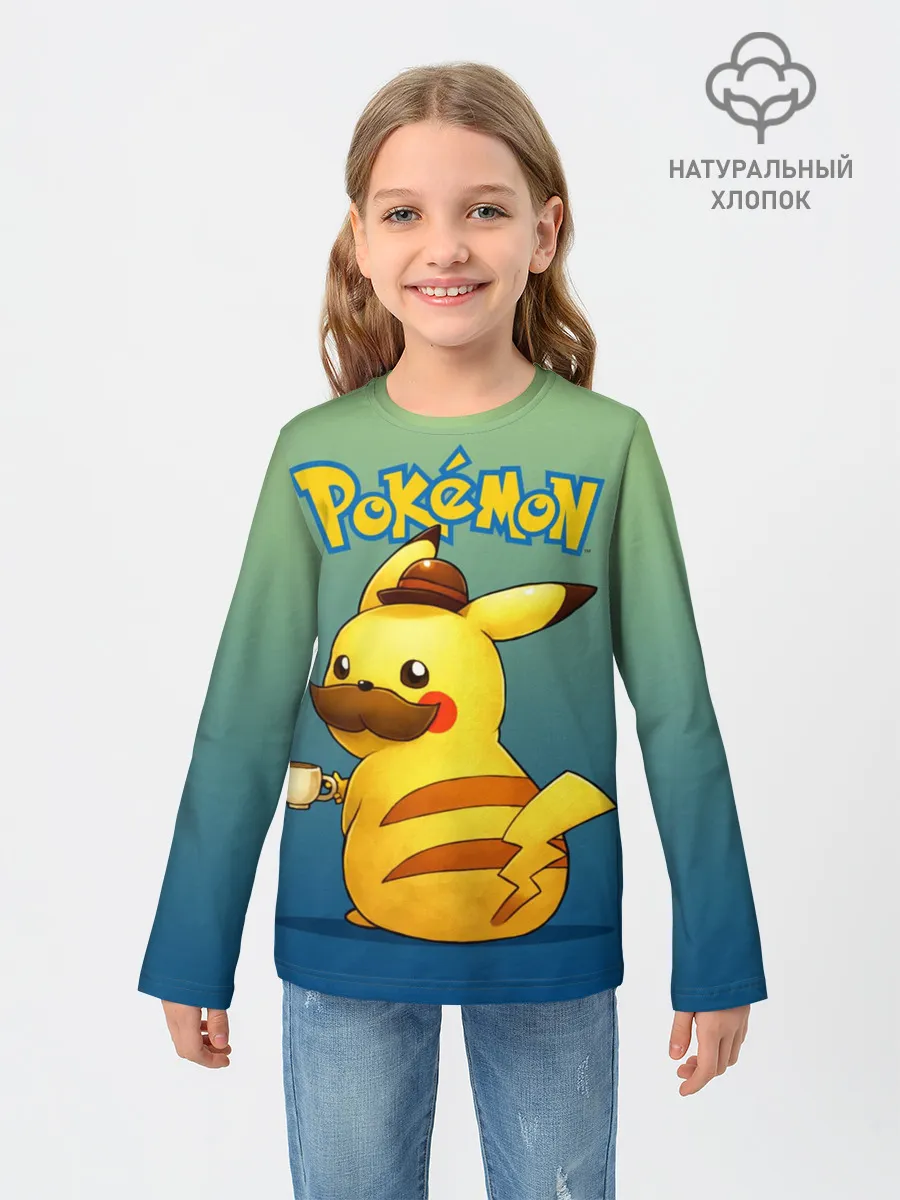 Детский лонгслив / Детектив Пикачу покемон
