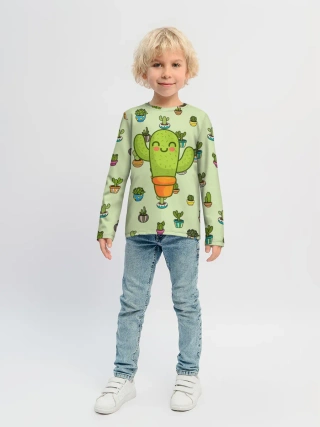 Детский лонгслив / Веселый кактус