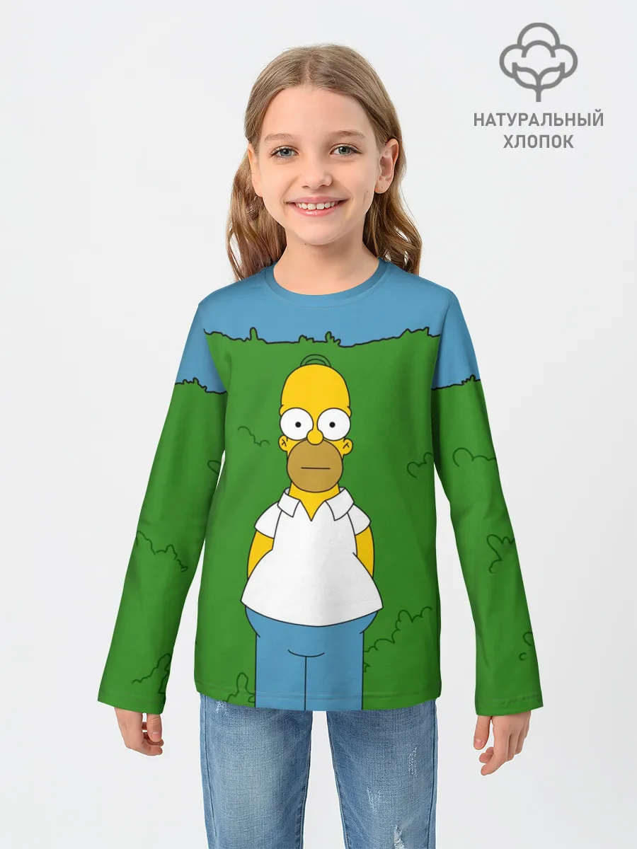 Детский лонгслив / Гомер Симпсон в кустах