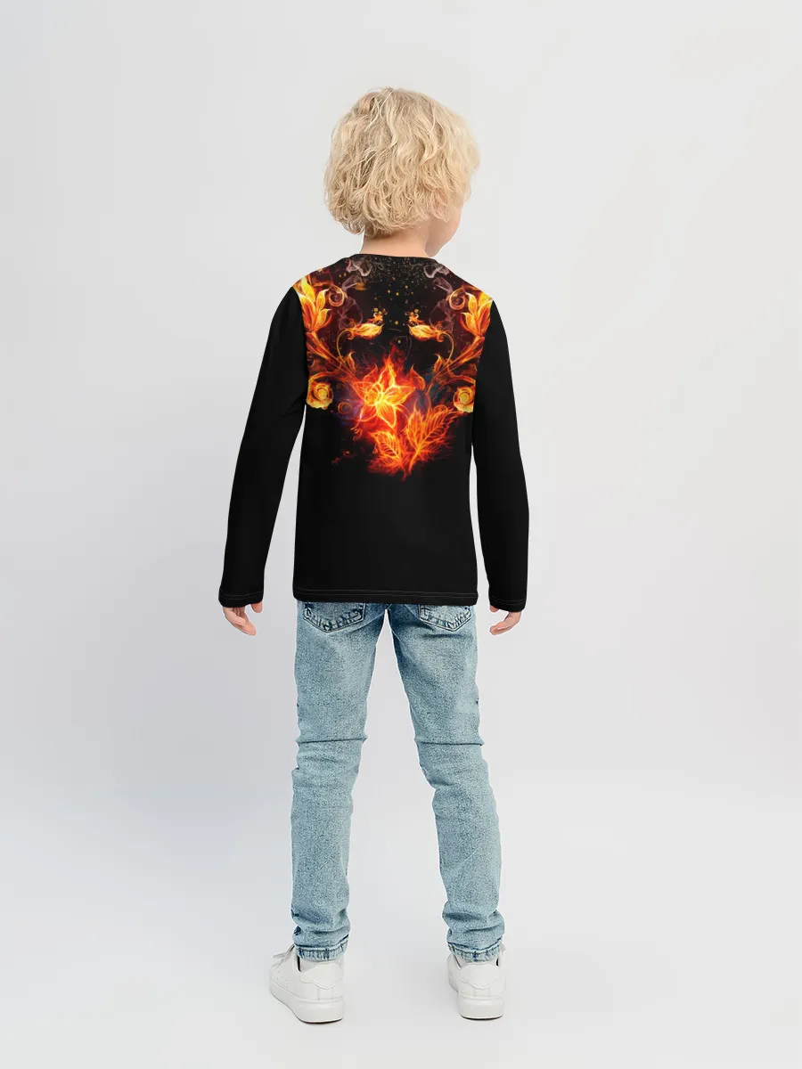 Детский лонгслив / Огненные цветы в темноте