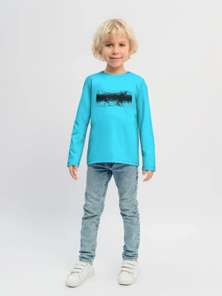 Детский лонгслив / Гранж голубой