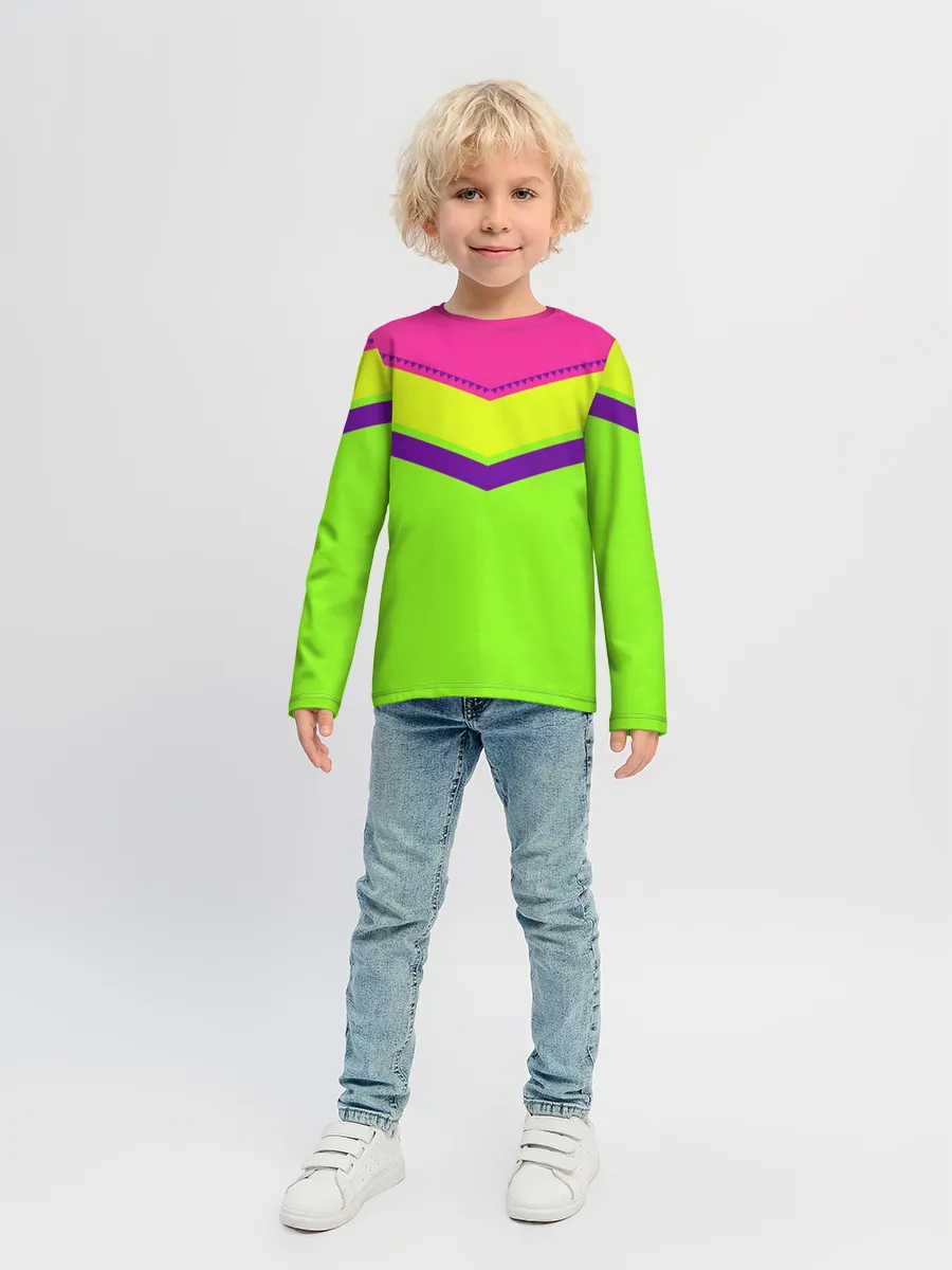 Детский лонгслив / Цветные треугольники_ салатовы