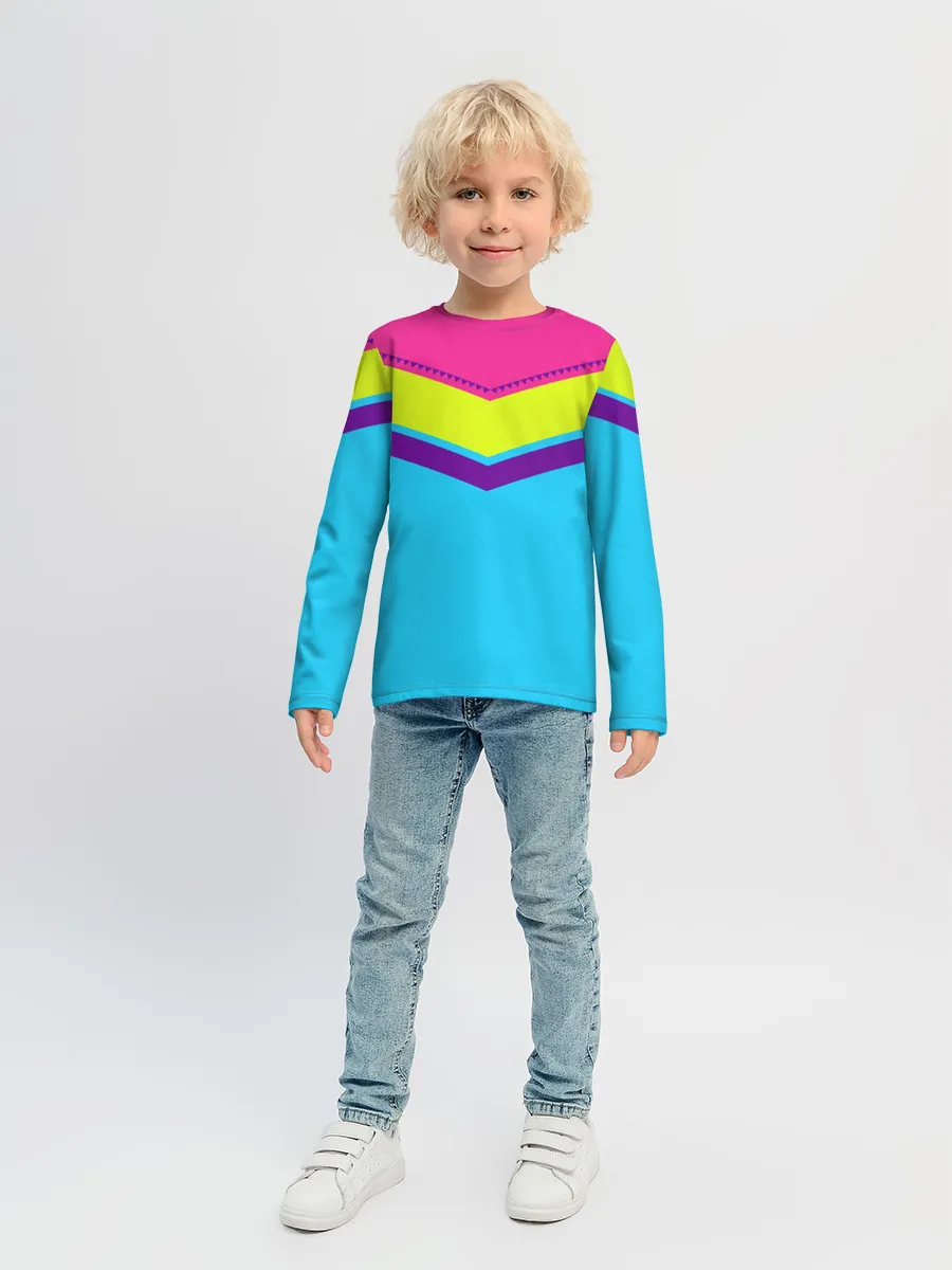 Детский лонгслив / Цветные треугольники_голубой