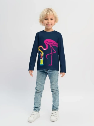 Детский лонгслив / Кислотный фламинго