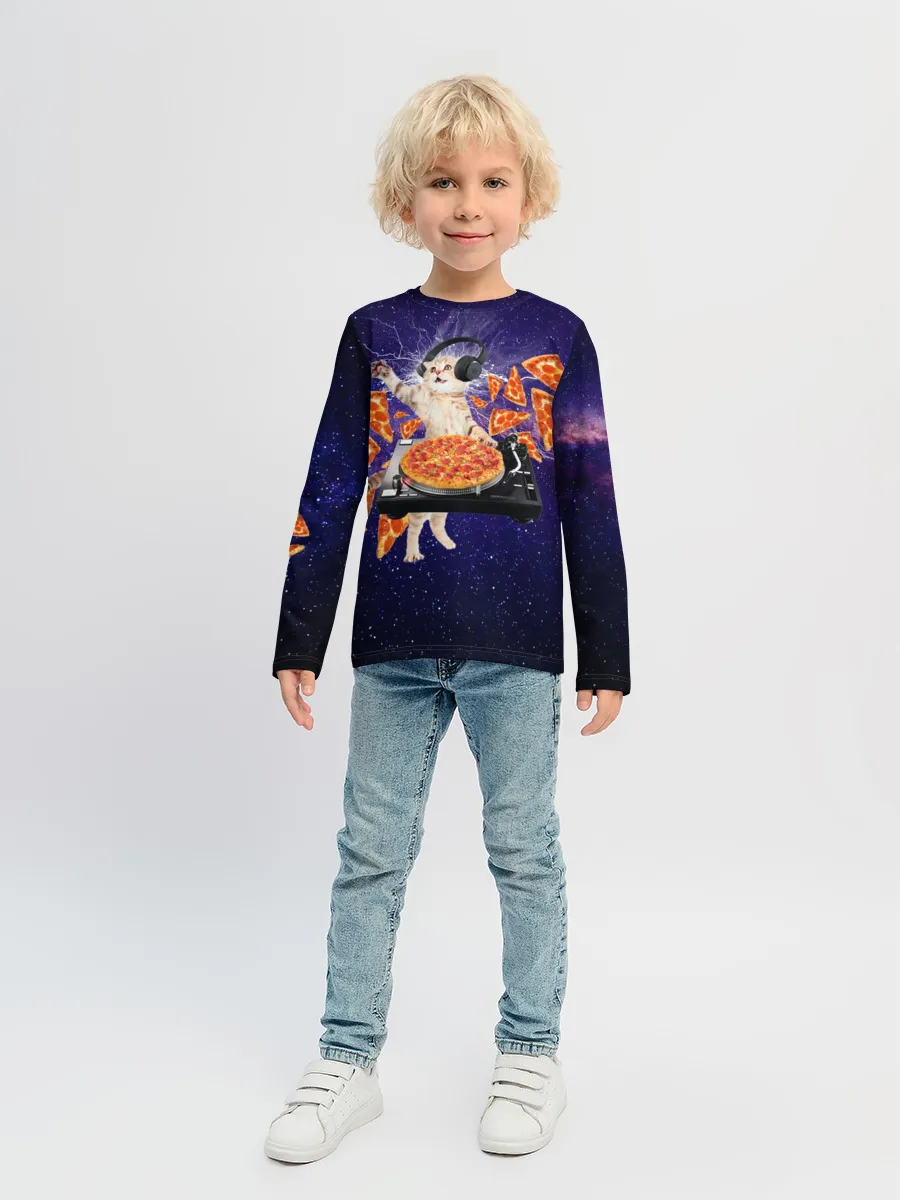Детский лонгслив / Пицца - Кот