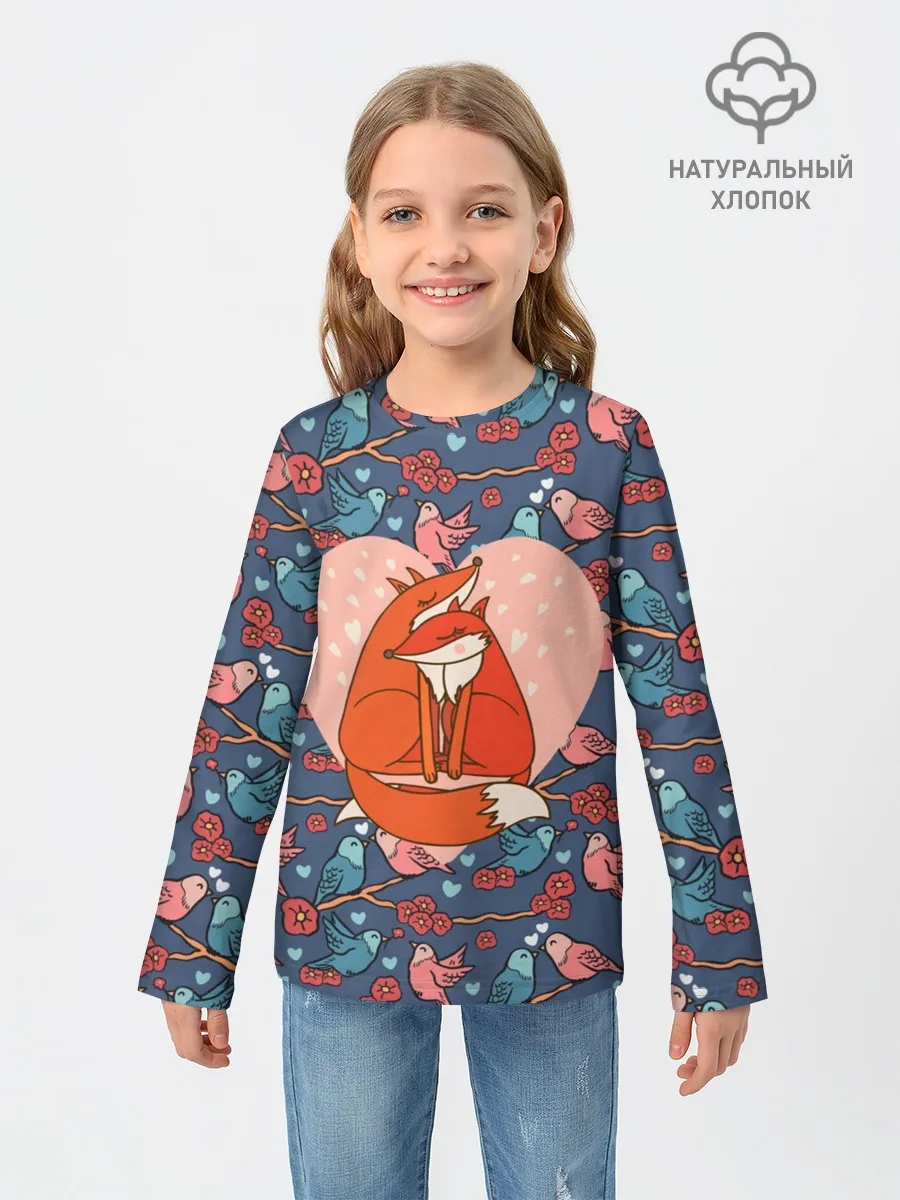 Детский лонгслив / Влюбленные лисички