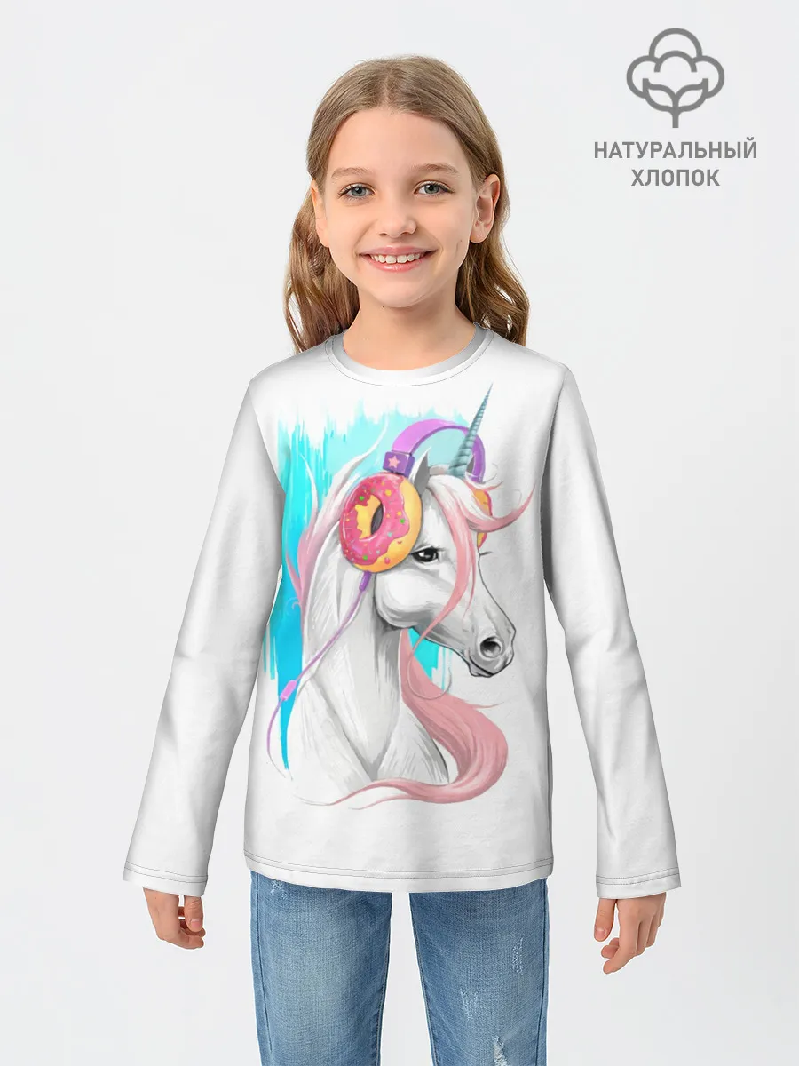 Детский лонгслив / Music Unicorn Art