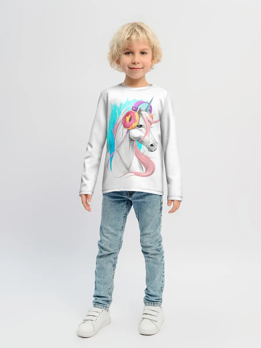 Детский лонгслив / Music Unicorn Art