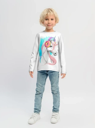 Детский лонгслив / Music Unicorn Art