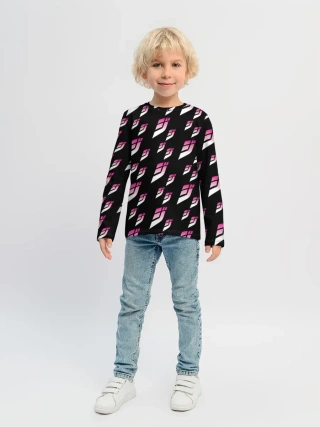 Детский лонгслив / Джоджо паттерн розовые лого