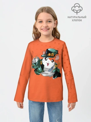 Детский лонгслив / Джоджо хомяк на оранжевом