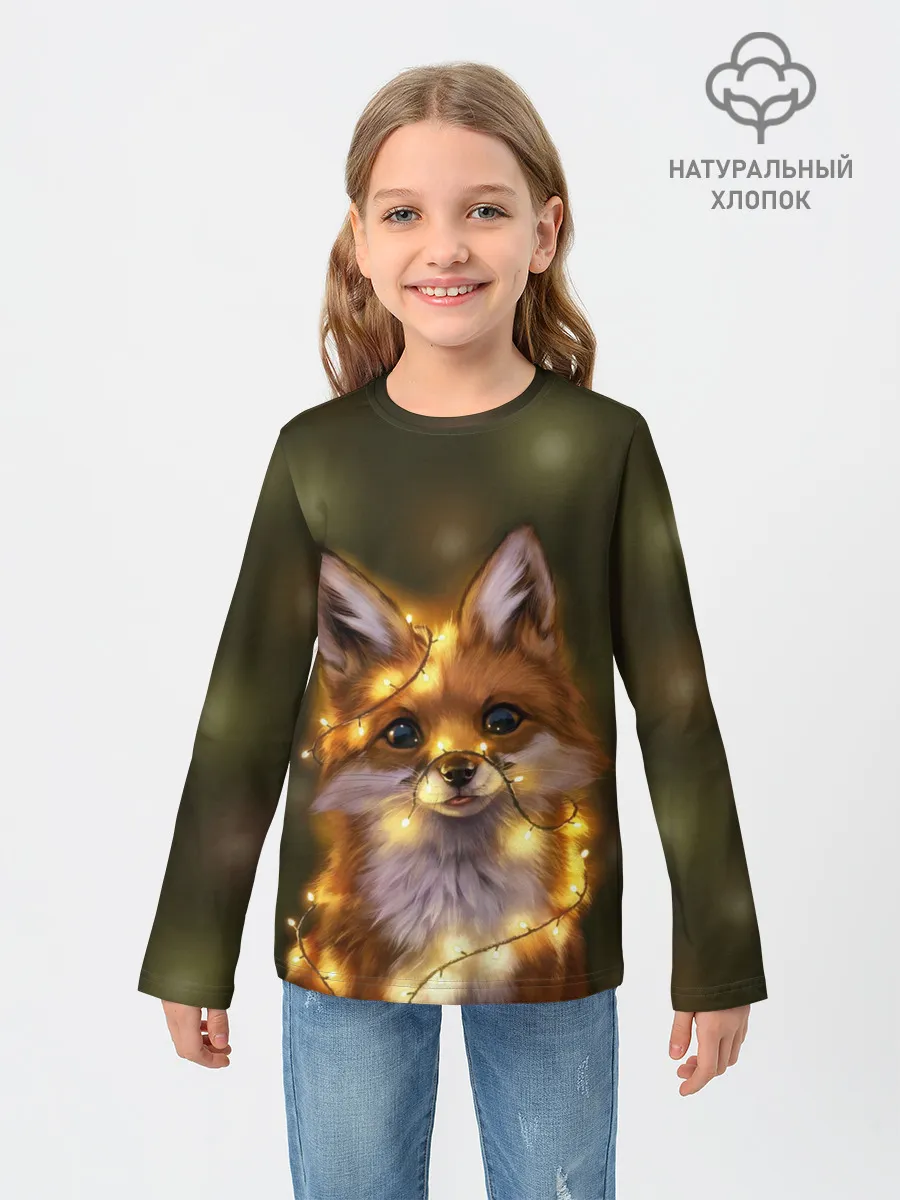 Детский лонгслив / Лисёнок и гирлянда