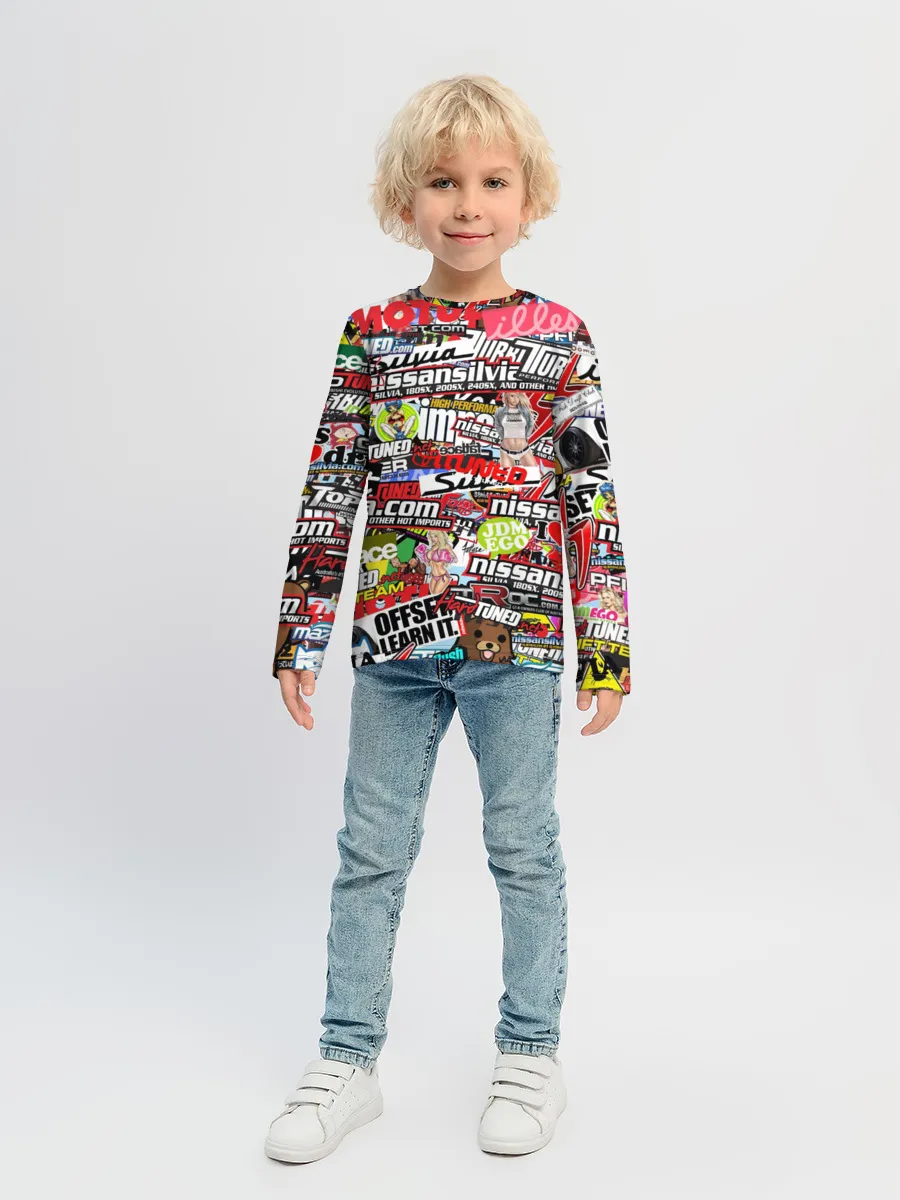 Детский лонгслив / Cars Stickerbombing