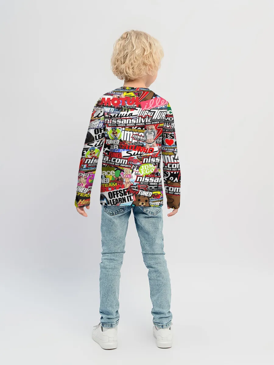 Детский лонгслив / Cars Stickerbombing