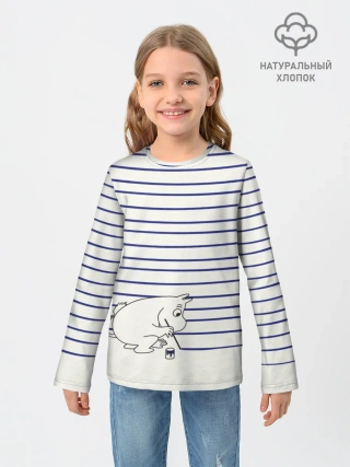 Детский лонгслив / Муми-тролль рисует полосы