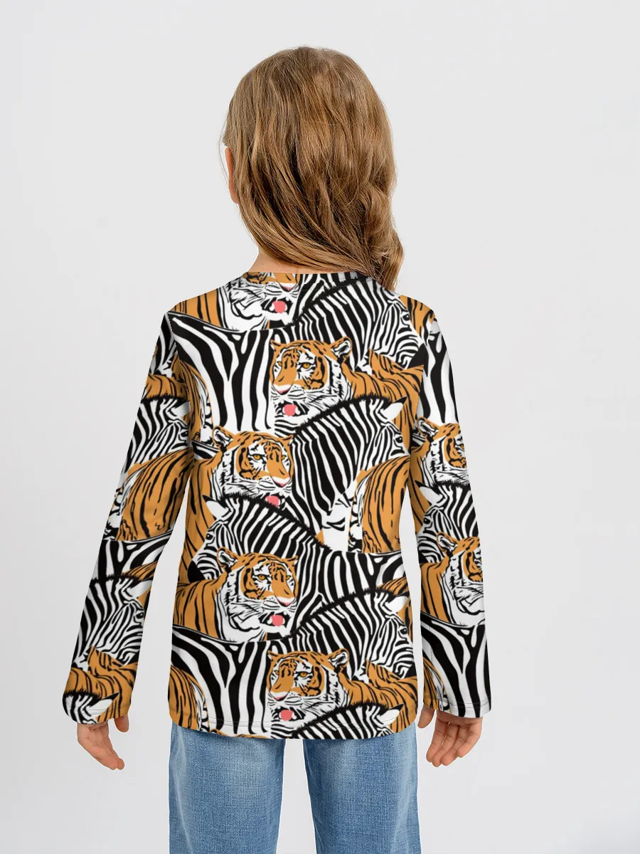 Детский лонгслив / Тигры и зебры