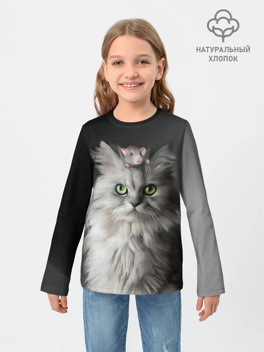 Детский лонгслив / Кот и мышка