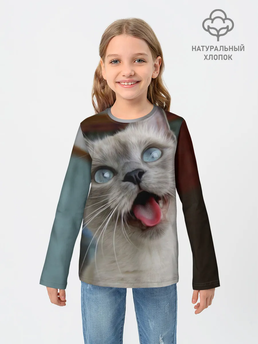 Детский лонгслив / Сиамский котенок