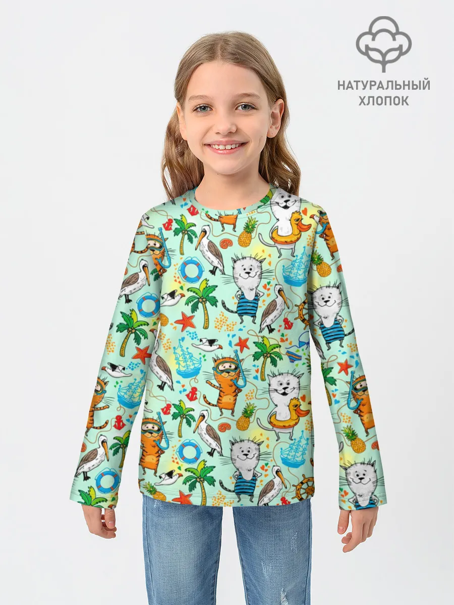 Детский лонгслив / Коты на отдыхе