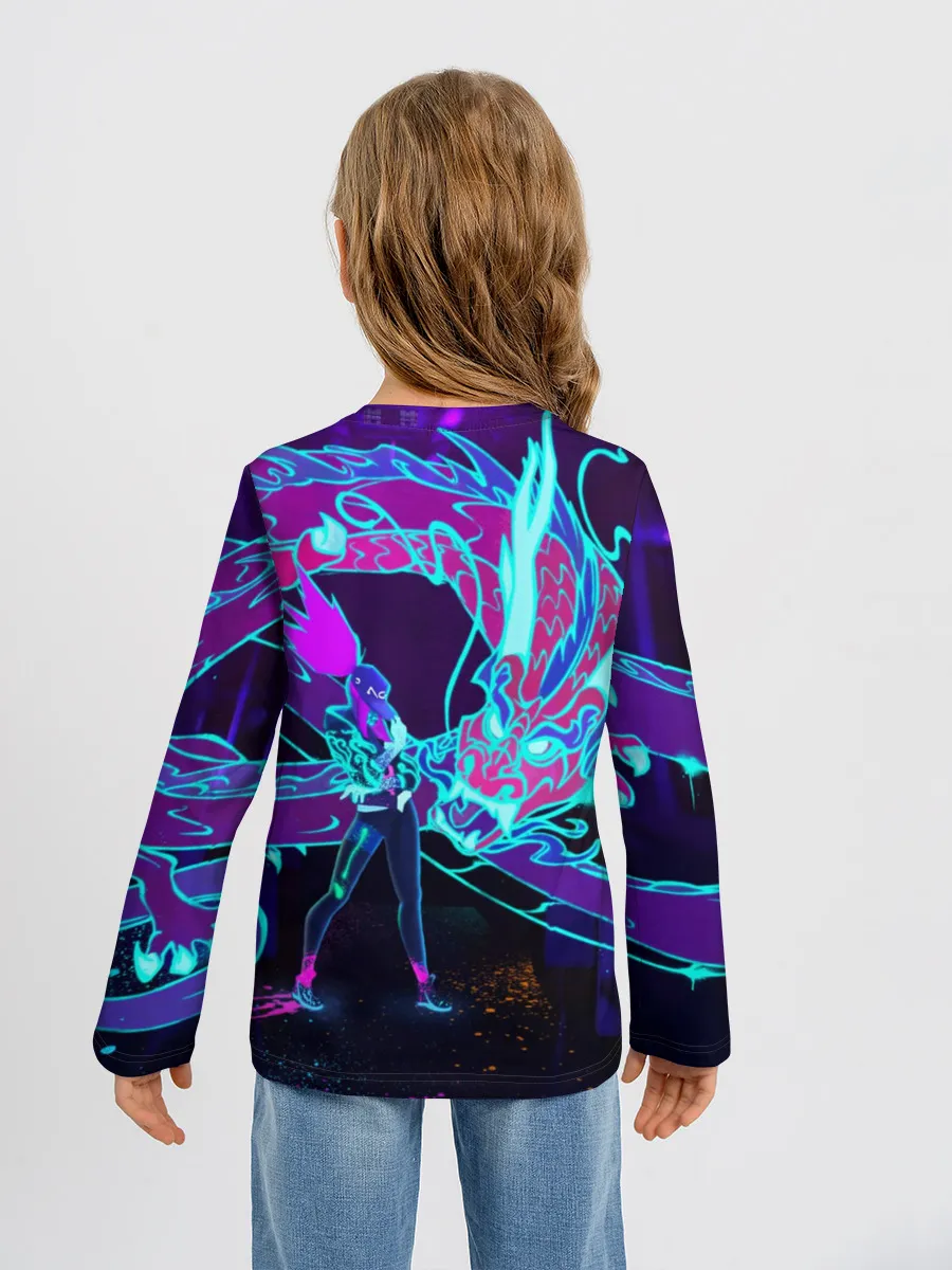 Детский лонгслив / League Of Legends Neon Dragon